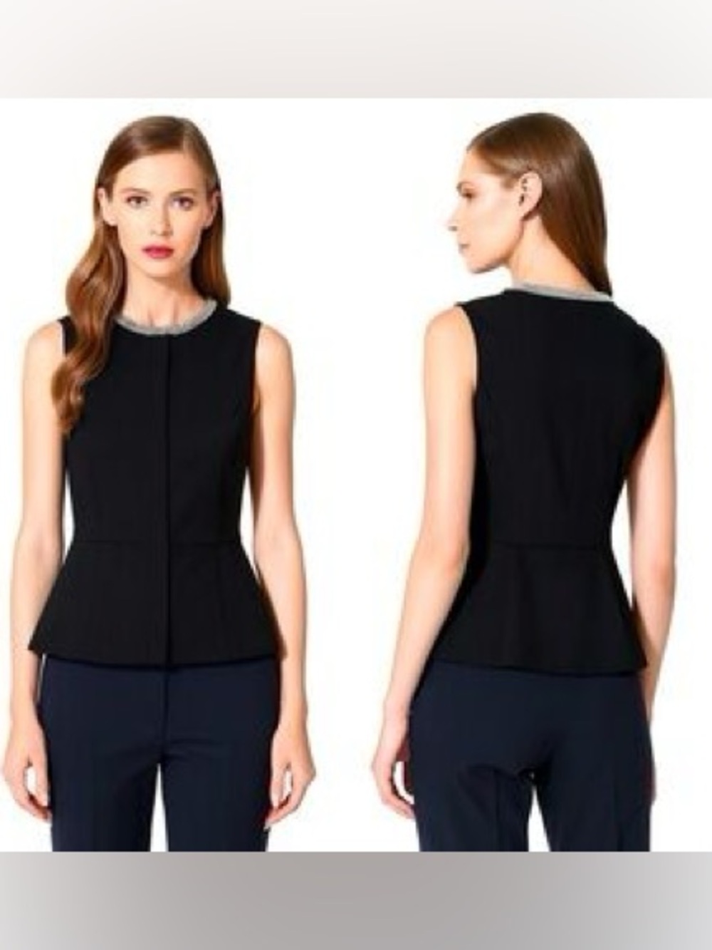 3.1 Phillip Lim for Target Black Sleeveless Jewel-Trim Peplum Sleeveless Top